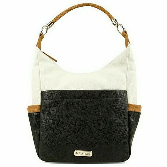 Nautica 'Port O Call' Color Block Brown/White/Cream Hobo Shoulder Bag - Picture 11 of 11